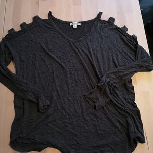 Dark grey long sleeve shirt with shoulder …